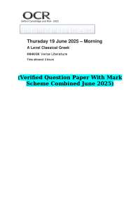 2025 OCR A Level Classical Greek H444/04 Verse Literature