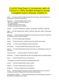 CLA204 Classical Mythology Final Exam Questions and Answers