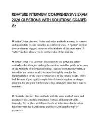 REVATURE INTERVIEW COMPREHENSIVE EXAM 2026 QUESTIONS WITH SOLUTIONS GRADED A+