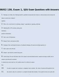 Marketing Exam 1: SJSU Questions and Answers