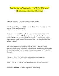 Introduction to Microbiology and Related Concepts Questions And Answers 2025/2026