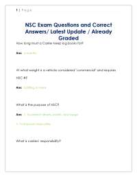 NSC Exam Questions and Answers: Commercial Vehicle Safety