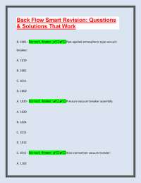 Backflow Prevention: Smart Revision Questions and Solutions