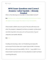 NFHS Exam Questions and Answers: Interscholastic Athletics and Coaching
