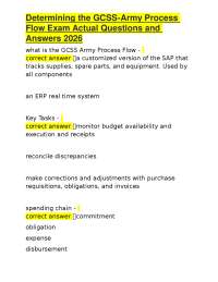 GCSS-Army Process Flow Exam Questions and Answers