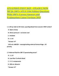 ATLS POST-TEST 2025 – EXAM 2 NEW MCQs 100% ATLS 11th Edition Questions With 100% Correct A
