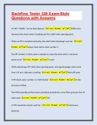 Backflow Tester Exam Questions and Answers