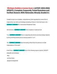 Michigan Builders License Exam: 2025/2026 Practice Questions and Answers