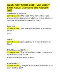 GCSS-Army Unit Supply Exam Questions and Answers 2026