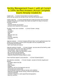 Facility Management Exam 1: Questions and Verified Answers