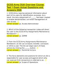 GCSS-Army DUA Overview Course Test 1 Exam Actual Questions and Answers 2026