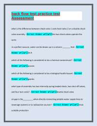 Backflow Prevention Test Questions and Answers