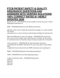 PTCB Patient Safety & Quality Assurance Q&A: Verified Solutions for 2025