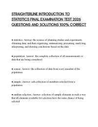 STRAIGHTERLINE INTRODUCTION TO STATISTICS ENDMOST ASSESSMENT 2026 — QUESTIONS WITH ANSWERS