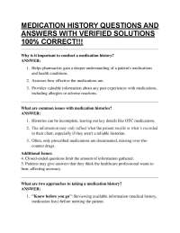 Medication History: Key Questions and Verified Answers for Pharmacy Practice