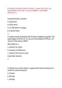 ILLINOIS LEASING AGENT EXAM 2 (Actual 2025/2026) 184 QUESTIONS AND 100% Verified ANSWERS