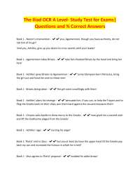 The Iliad OCR A Level- Study Test for Exams| Questions and % Correct Answers