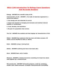 WGU C190 Introduction To Biology Exam Questions And Accurate Answers.