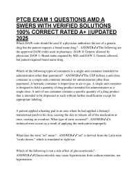 PTCB Exam Practice Questions and Verified Solutions