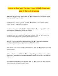 Homer's Iliad Themes Exam Questions and Answers