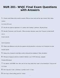 NUR 201 - WVJC Final Exam Questions with Answers