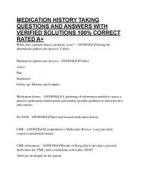 Medication History Taking: Questions and Answers for Pharmacy Students
