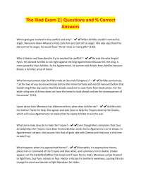 The Iliad Exam 2: Questions and Answers
