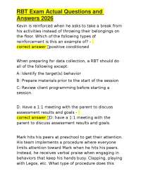 RBT Exam Actual Questions and Answers 2026