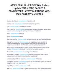 IATSE LOCAL 15 - F LIST EXAM (Latest Update 2025 / 2026) CABLES & CONNECTORS LATEST QUESTI