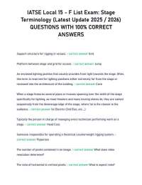 IATSE Local 15 - F List Exam: Stage Terminology (Latest Update 2025 / 2026) QUESTIONS WITH
