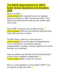 The BACB Requirements for RBTs Exam Actual Questions and Answers 2026