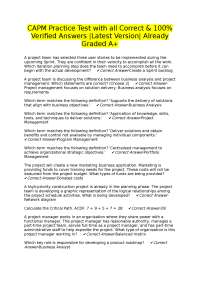 CAPM Practice Test with all Correct & 100% Verified Answers |Latest Version| Already Grade