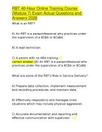 RBT 40-Hour Online Training Course (Module 7) Exam Actual Questions and Answers 2026