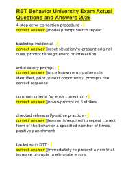 RBT Behavior University Exam Actual Questions and Answers 2026