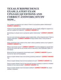 TEXAS JURISPRUDENCE EXAM||LATEST EXAM UPLOAD||QUESTIONS AND CORRECT ANSWERS||STUDY NOW