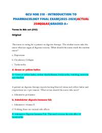 GCU NSG 318 - INTRODUCTION TO PHARMACOLOGY FINAL EXAM|2025-2026|ACTUAL 250QS&AS|GRADED A+
