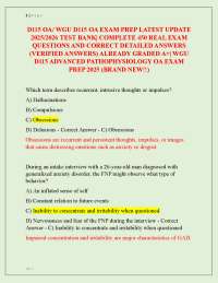 WGU D115 OA EXAM LATEST 2025/2026 ACTUAL EXAM TEST BANK| COMPLETE 450 REAL EXAM QUESTIONS