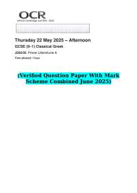 2025 OCR GCSE (9–1) Classical Greek J292/02 Prose Literature A