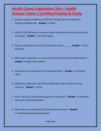 Health Science I Exam: Career Exploration Test with Certified Practice Questions