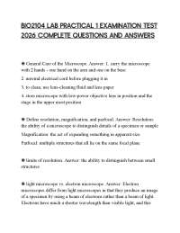 BIO2104 LAB PRACTICAL 1 EXAMINATION TEST 2026 COMPLETE QUESTIONS AND ANSWERS