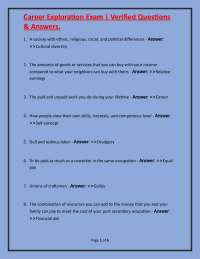 Career Exploration Exam: Verified Questions and Answers