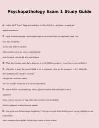 Psychopathology Exam 1 Study Guide: Key Concepts and Theories