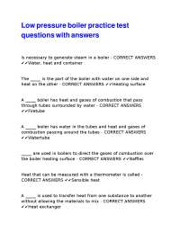 Boiler Systems Practice Test Questions and Answers