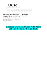 GCSE Classical Greek Literature and Culture Exam Paper
