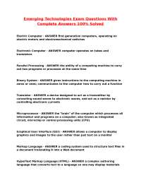 Emerging Technologies Exam Questions With Complete Answers 100% Solved.
