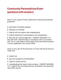 Community Paramedicine Exam Questions and Answers