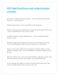 PSY 3460 Final Exam with Verified Detailed Solutions