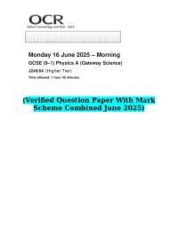 2025 OCR GCSE (9–1) Physics A (Gateway Science) J249/04 (Higher Tier)