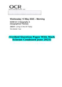 GCSE Geography Exam Paper: UK Geographical Themes - 2025