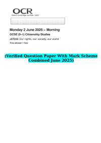 2025 OCR GCSE (9–1) Citizenship Studies J270/03 Our rights, our society, our world